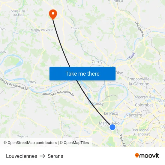 Louveciennes to Serans map