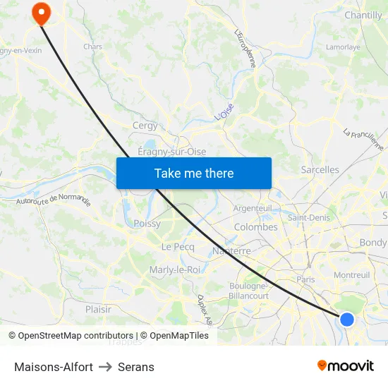 Maisons-Alfort to Serans map