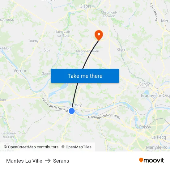 Mantes-La-Ville to Serans map