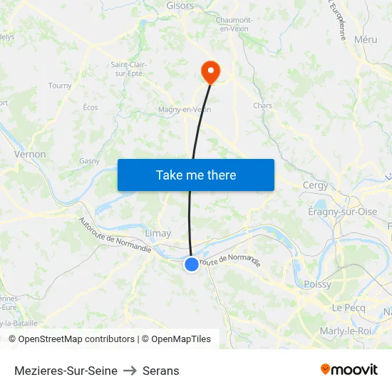 Mezieres-Sur-Seine to Serans map