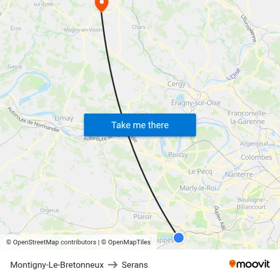 Montigny-Le-Bretonneux to Serans map