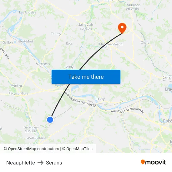 Neauphlette to Serans map