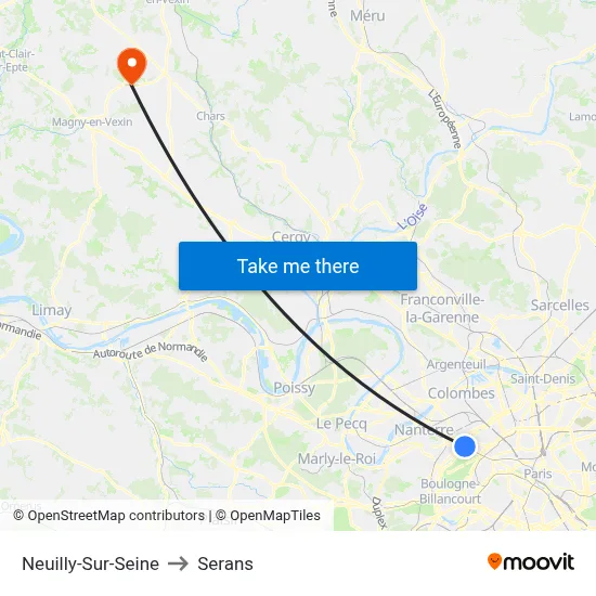 Neuilly-Sur-Seine to Serans map