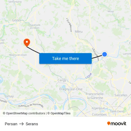 Persan to Serans map