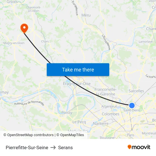 Pierrefitte-Sur-Seine to Serans map
