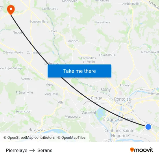 Pierrelaye to Serans map