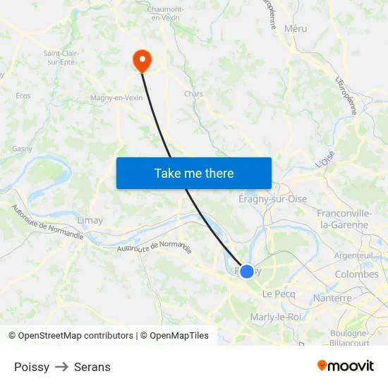 Poissy to Serans map