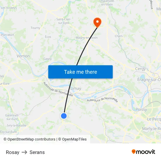 Rosay to Serans map