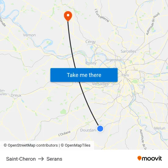 Saint-Cheron to Serans map