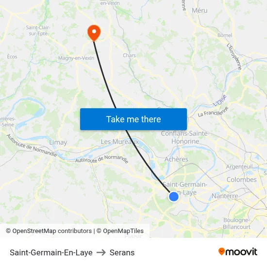 Saint-Germain-En-Laye to Serans map