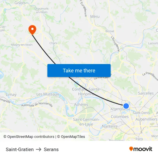 Saint-Gratien to Serans map