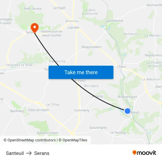 Santeuil to Serans map
