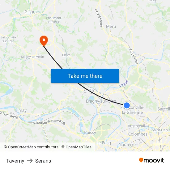 Taverny to Serans map