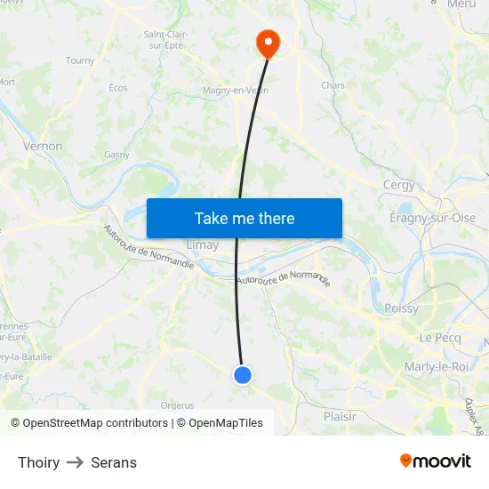 Thoiry to Serans map