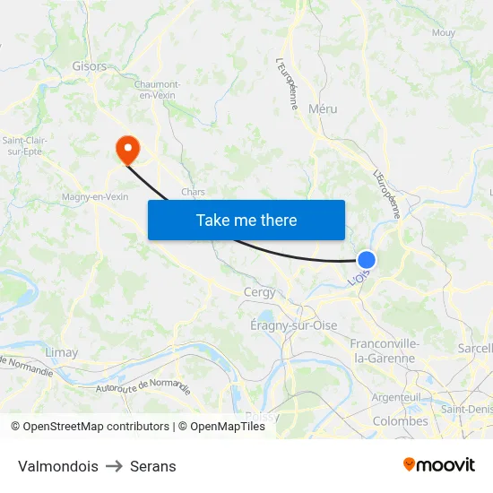 Valmondois to Serans map