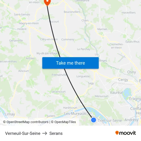Verneuil-Sur-Seine to Serans map