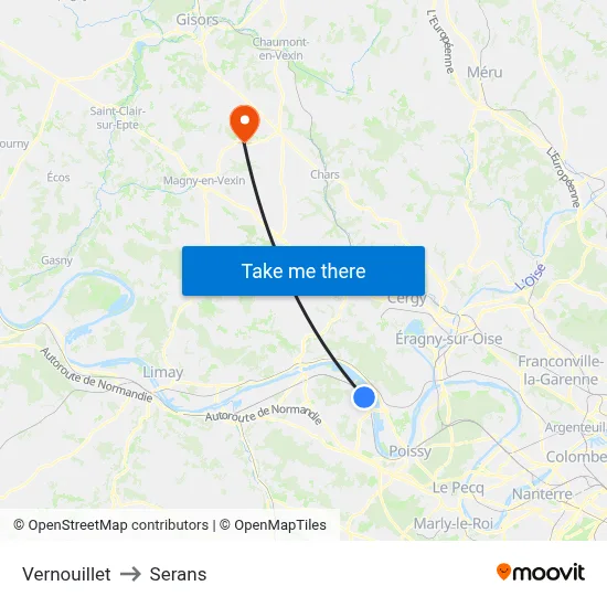 Vernouillet to Serans map