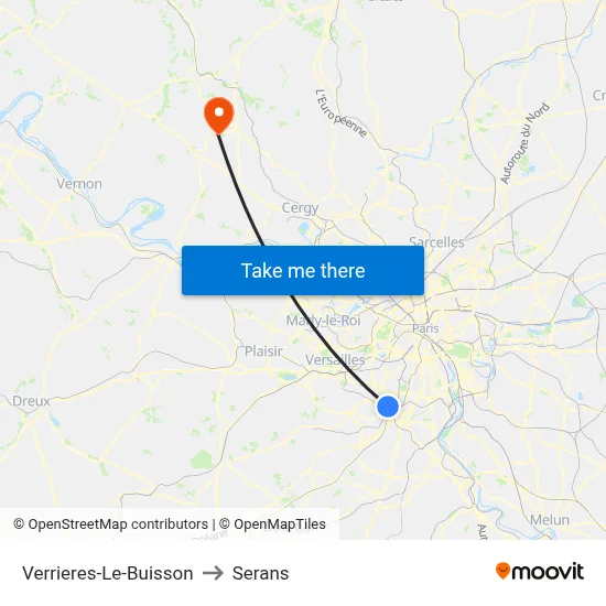 Verrieres-Le-Buisson to Serans map