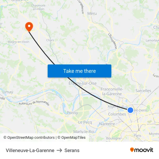 Villeneuve-La-Garenne to Serans map