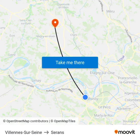 Villennes-Sur-Seine to Serans map