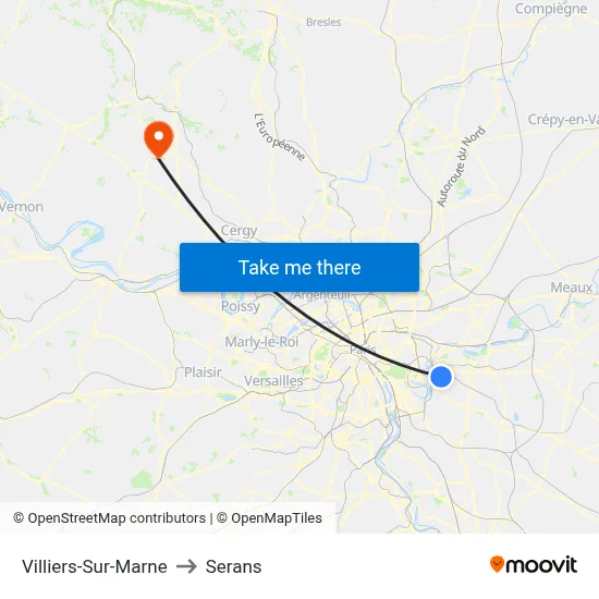 Villiers-Sur-Marne to Serans map