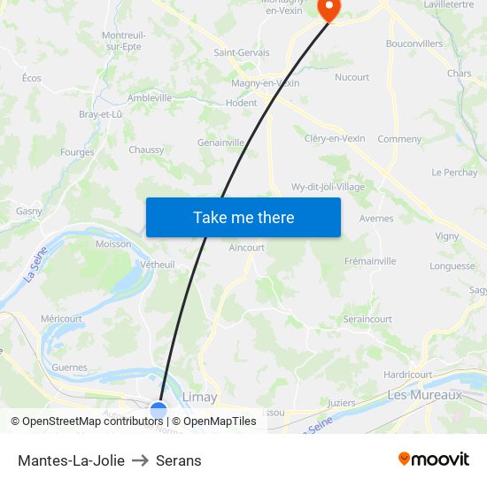 Mantes-La-Jolie to Serans map