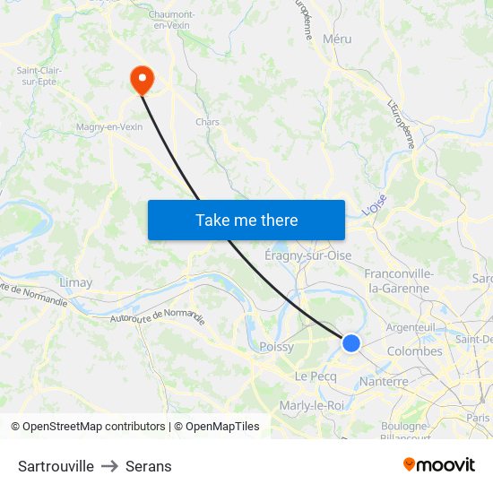 Sartrouville to Serans map