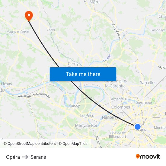 Opéra to Serans map