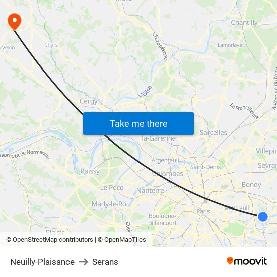 Neuilly-Plaisance to Serans map