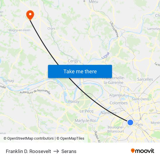 Franklin D. Roosevelt to Serans map