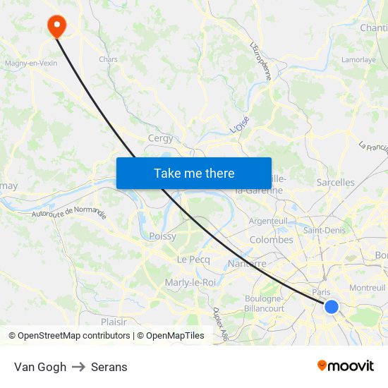 Van Gogh to Serans map