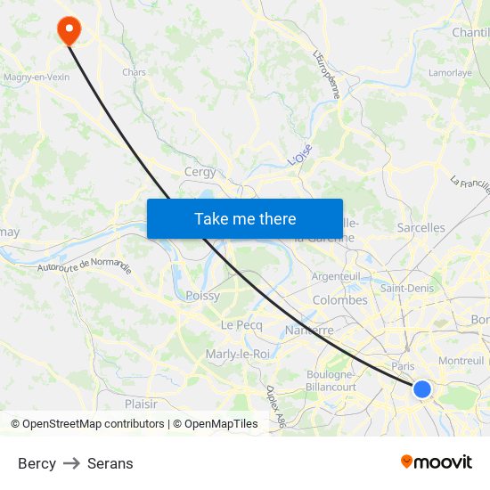 Bercy to Serans map