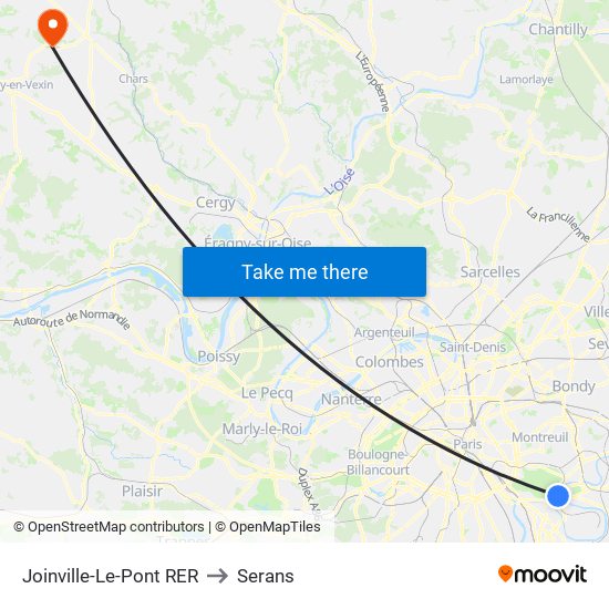 Joinville-Le-Pont RER to Serans map
