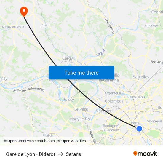 Gare de Lyon - Diderot to Serans map