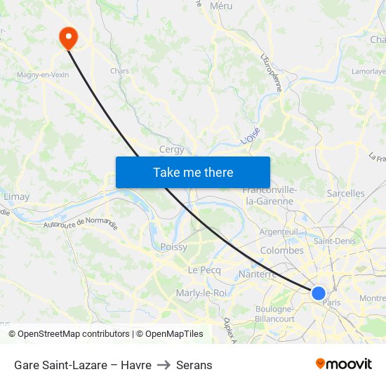 Gare Saint-Lazare – Havre to Serans map