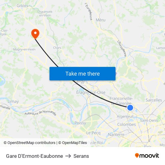 Gare D'Ermont-Eaubonne to Serans map