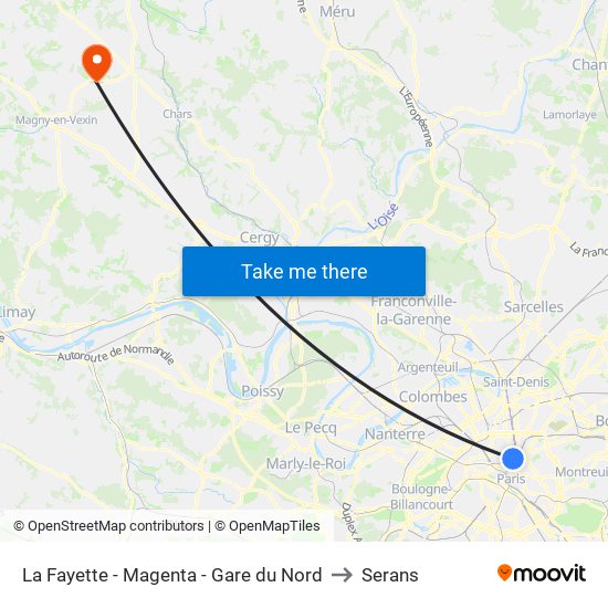 La Fayette - Magenta - Gare du Nord to Serans map