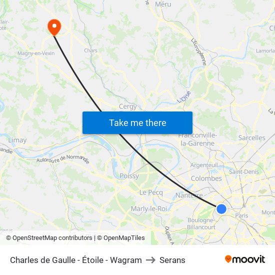 Charles de Gaulle - Étoile - Wagram to Serans map