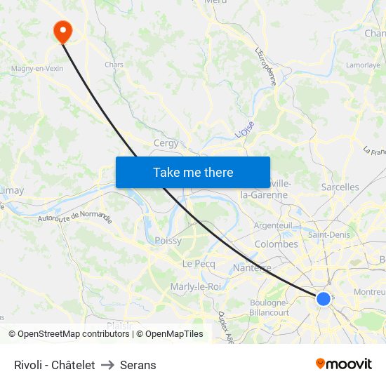 Rivoli - Châtelet to Serans map
