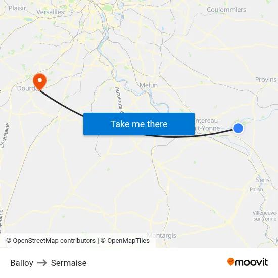 Balloy to Sermaise map