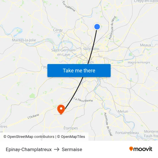 Epinay-Champlatreux to Sermaise map