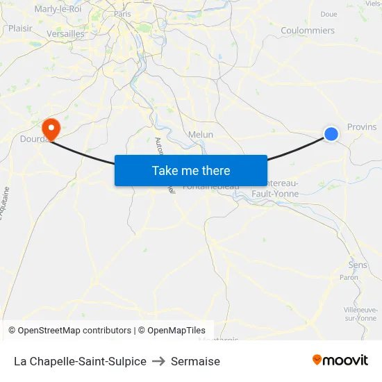 La Chapelle-Saint-Sulpice to Sermaise map