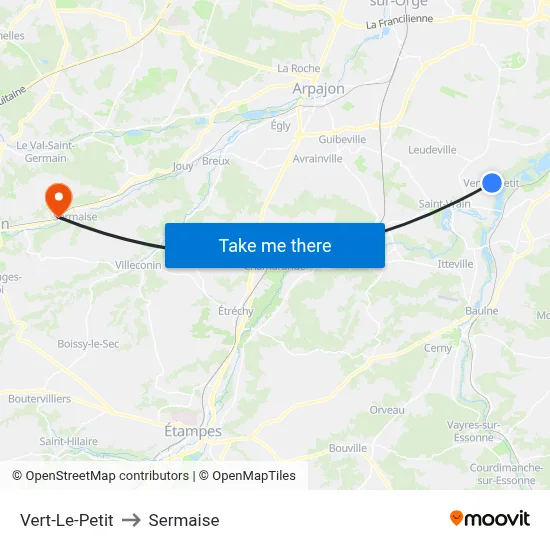 Vert-Le-Petit to Sermaise map