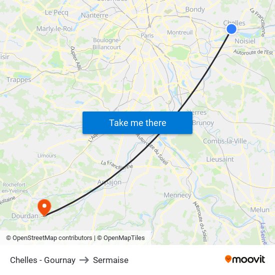 Chelles - Gournay to Sermaise map