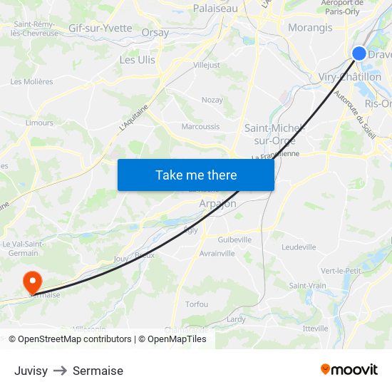 Juvisy to Sermaise map