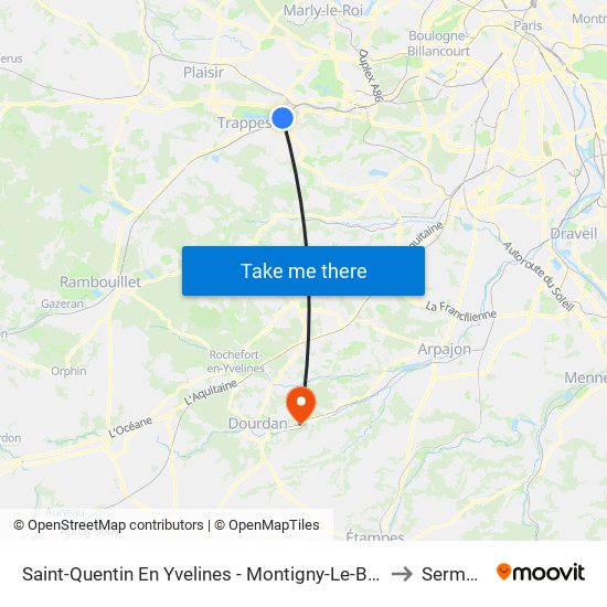 Saint-Quentin En Yvelines - Montigny-Le-Bretonneux to Sermaise map
