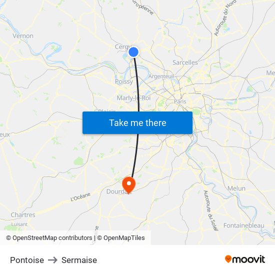 Pontoise to Sermaise map