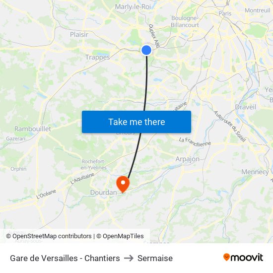 Gare de Versailles - Chantiers to Sermaise map