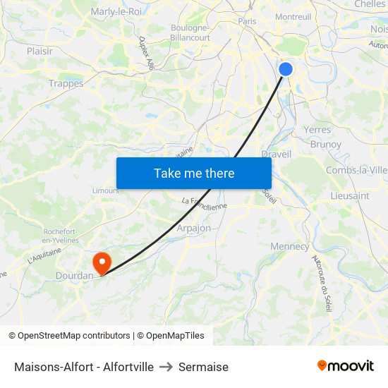Maisons-Alfort - Alfortville to Sermaise map
