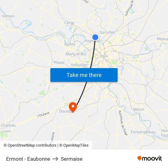 Ermont - Eaubonne to Sermaise map